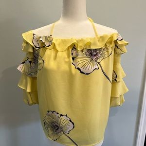 Yellow off shoulder Ruffle Blouse by 1. State Size Large perfect condition